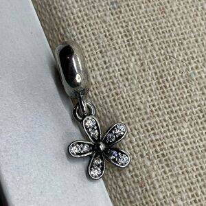 Pandora 925 Sterling Silver Dazzling Daisy CZ Dangle Charm Pendant # 791491CZ